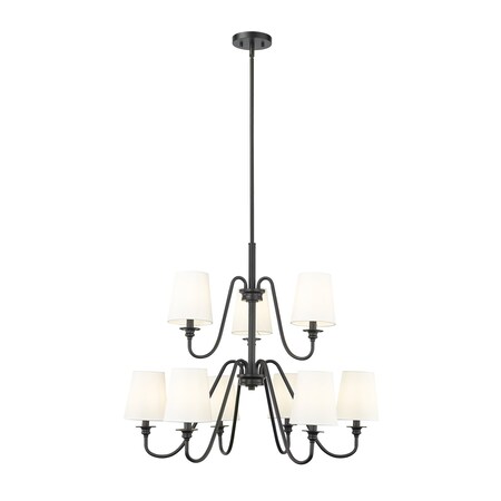Z-Lite Gianna Chandelier, 9-Light, 32 In.W x 27.5 In.H, Matte Black/White 7509-9-32MB